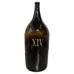 Large Antique French Hand Blown and Painted Wine Bottle, Normandy, Circa 1880s