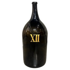 Large Antique French Hand Blown and Painted Wine Bottle, Normandy, Circa 1880s