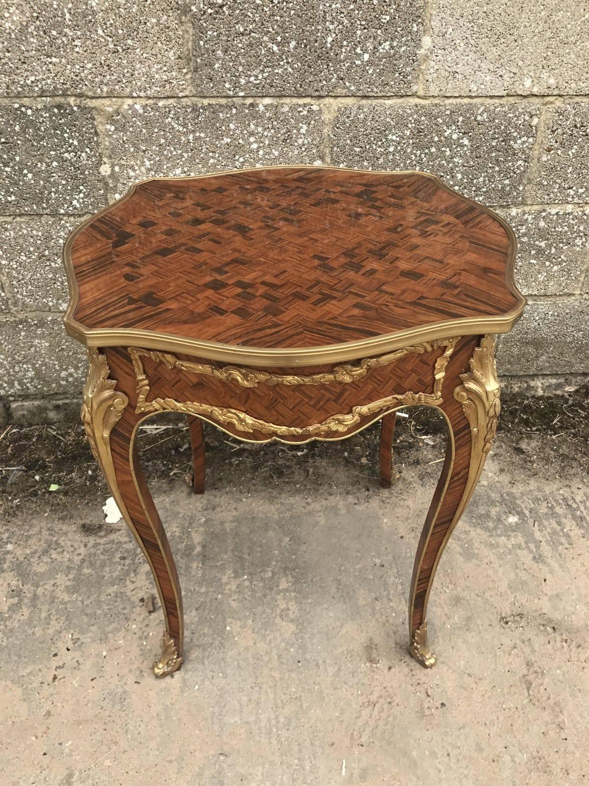 19th Century Large Antique French Inlaid and Bronze Plant Stand, Table For Sale