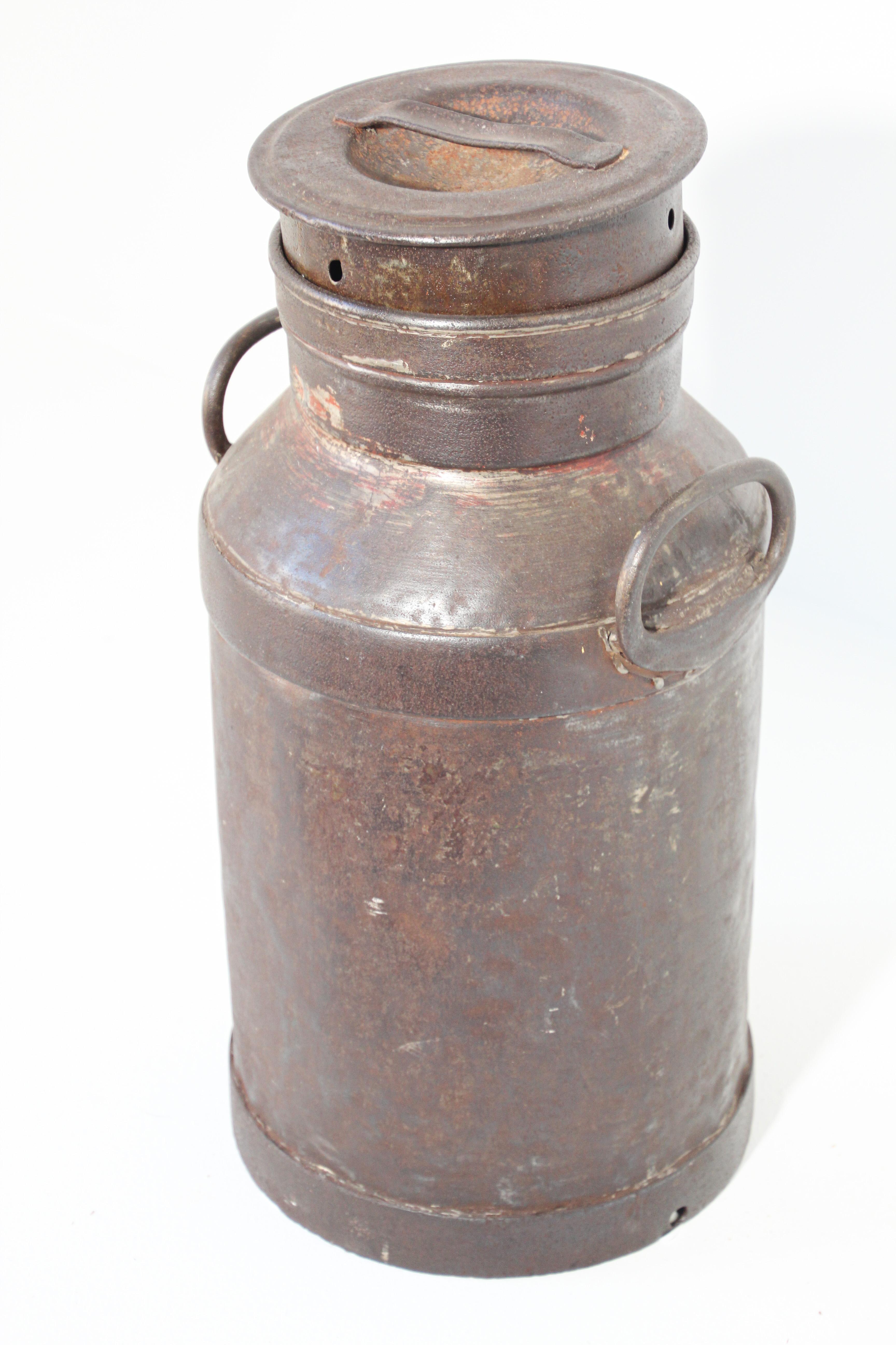 Large Antique French Iron Milk Container, 19th Century In Good Condition In North Hollywood, CA