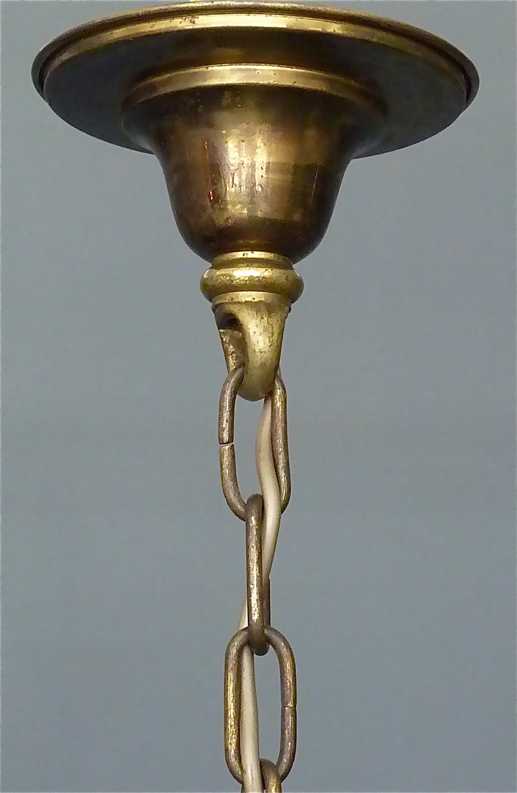 Grande lanterne française ancienne en cristal facetté verre bronze laiton 1880 - 1900 Bon état - En vente à Nierstein am Rhein, DE