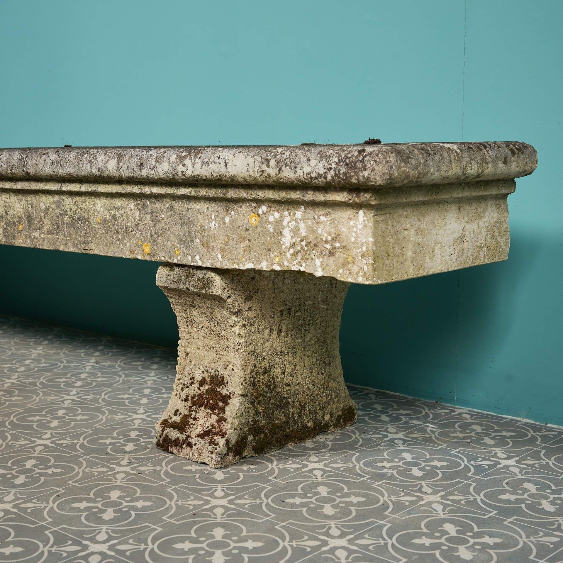 Neoclassical Large Antique French Limestone Garden Bench