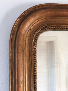 Large Antique French Louis Philippe Giltwood Mirror – Late 19th Century