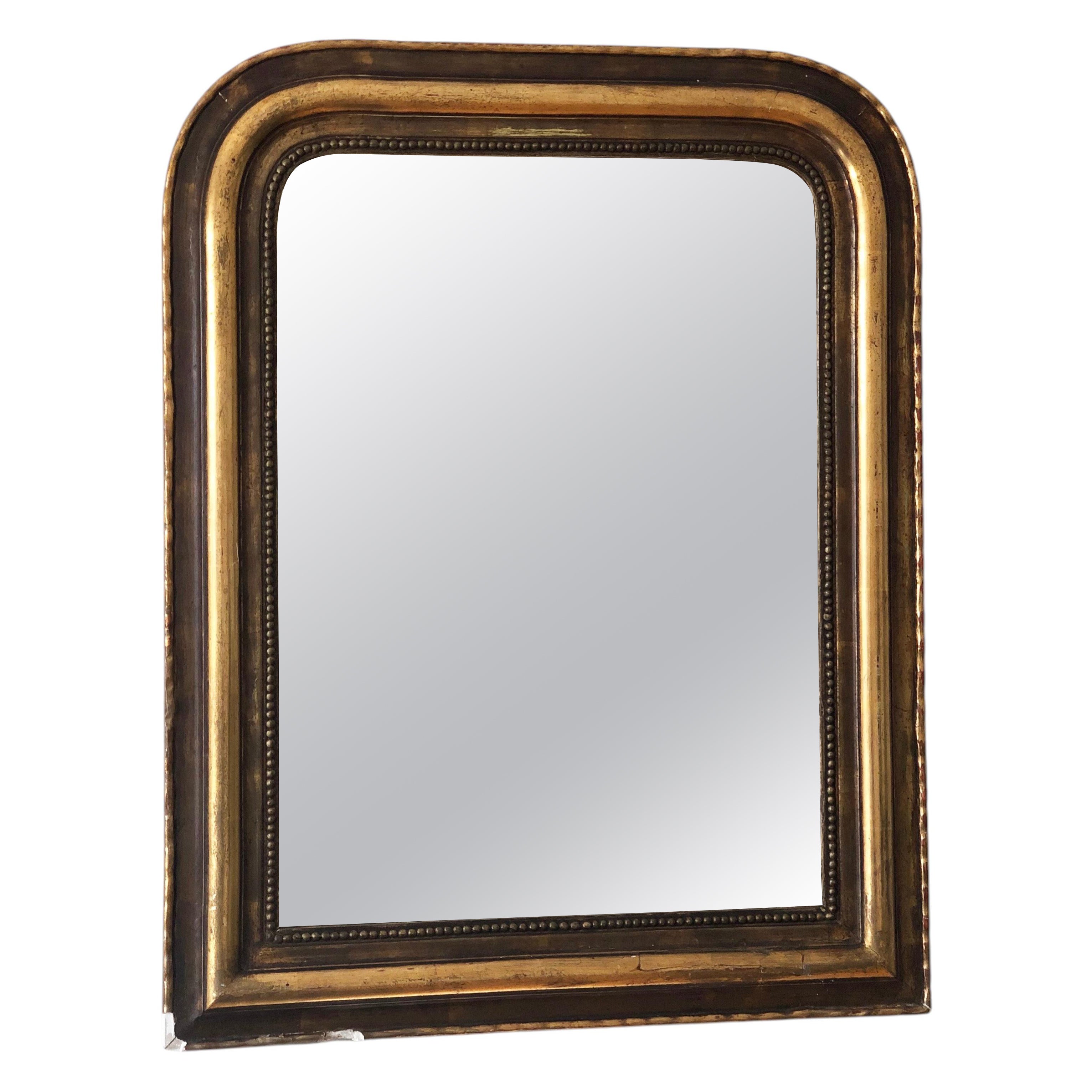 Large Antique French Louis Philippe Giltwood Mirror – Late 19th Century