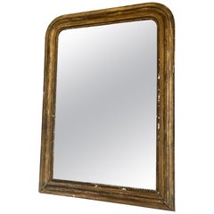 Large Antique French Louis Philippe Giltwood Mirror – Late 19th Century