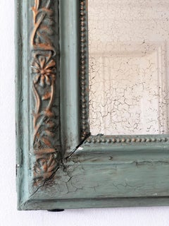 Large Antique French Louis Philippe Mirror – Green and Gold, Late 19th Century