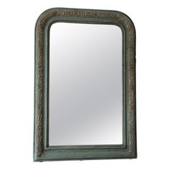 Large Antique French Louis Philippe Mirror – Green and Gold, Late 19th Century