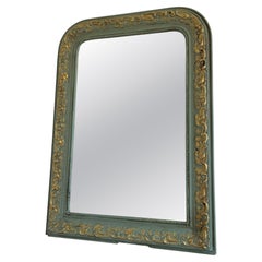 Large Antique French Louis Philippe Mirror – Green and Gold, Late 19th Century