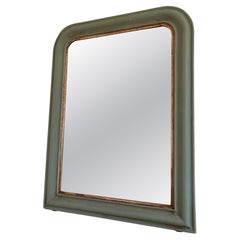 Large Antique French Louis Philippe Mirror – Green and Gold, Late 19th Century