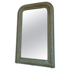 Large Antique French Louis Philippe Mirror – Green and Gold, Late 19th Century