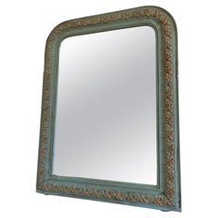 Large Antique French Louis Philippe Mirror – Green and Gold, Late 19th Century