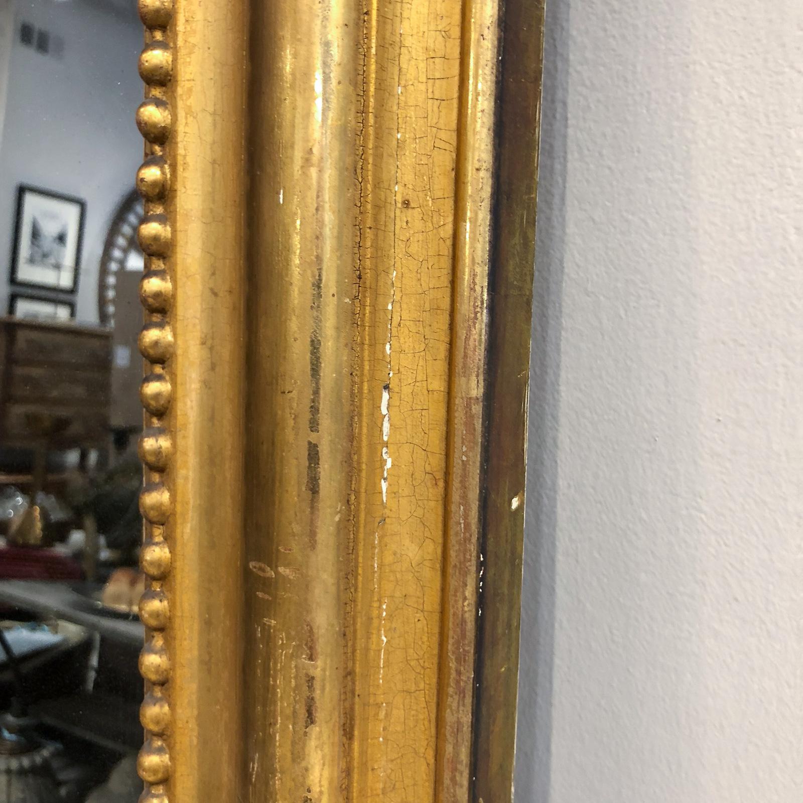 Large Antique French Louis Philippe Mirror with Textured Gilt Beaded Frame 9
