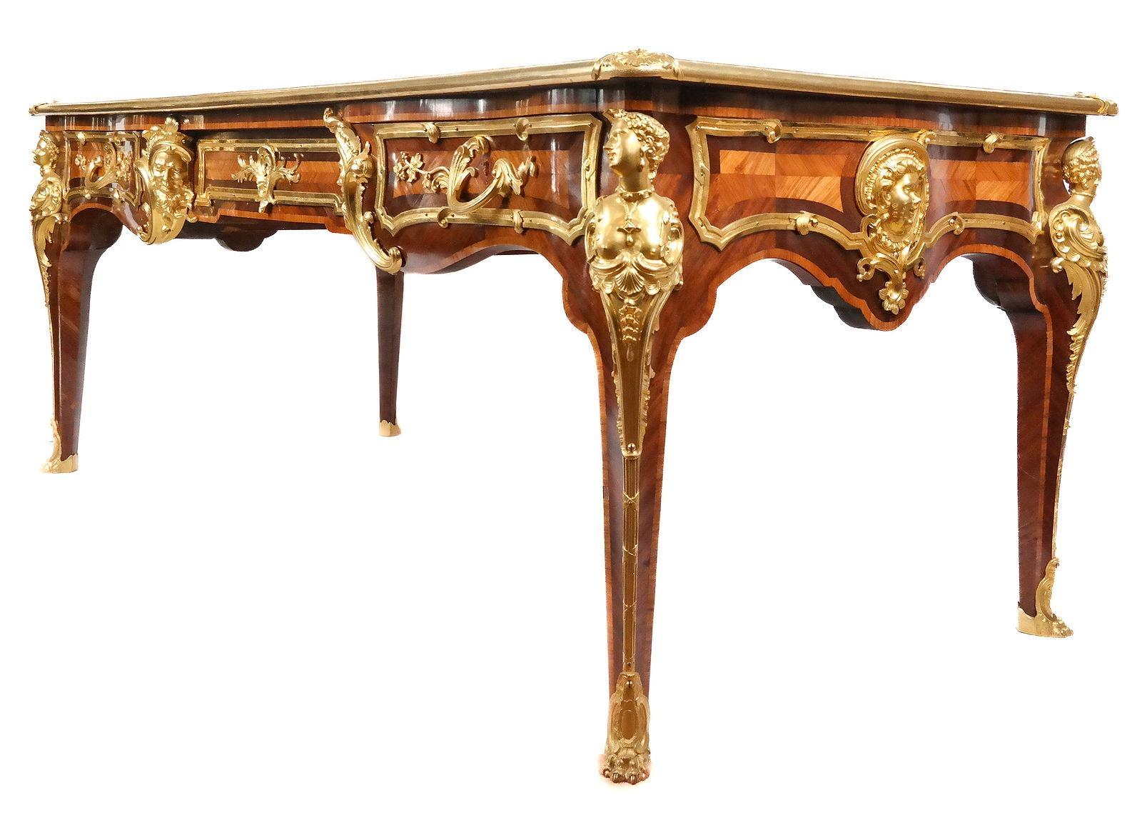 Large Antique French Louis XV Bureau Plat Desk After Charles Cressent For Sale 1