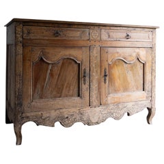 Große Antique French Louis XV Obstholz Buffet Schrank mit Intarsien Dekoration