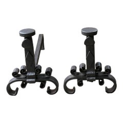 Large Antique French Louis XV Period Fire Andirons, 18th Century