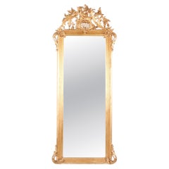 Grande specchio antico francese in stile Luigi XV rococò con cornice dorata, del XIX secolo