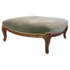 Large Antique French Louis XV Style Carved Square Ottoman Footstool