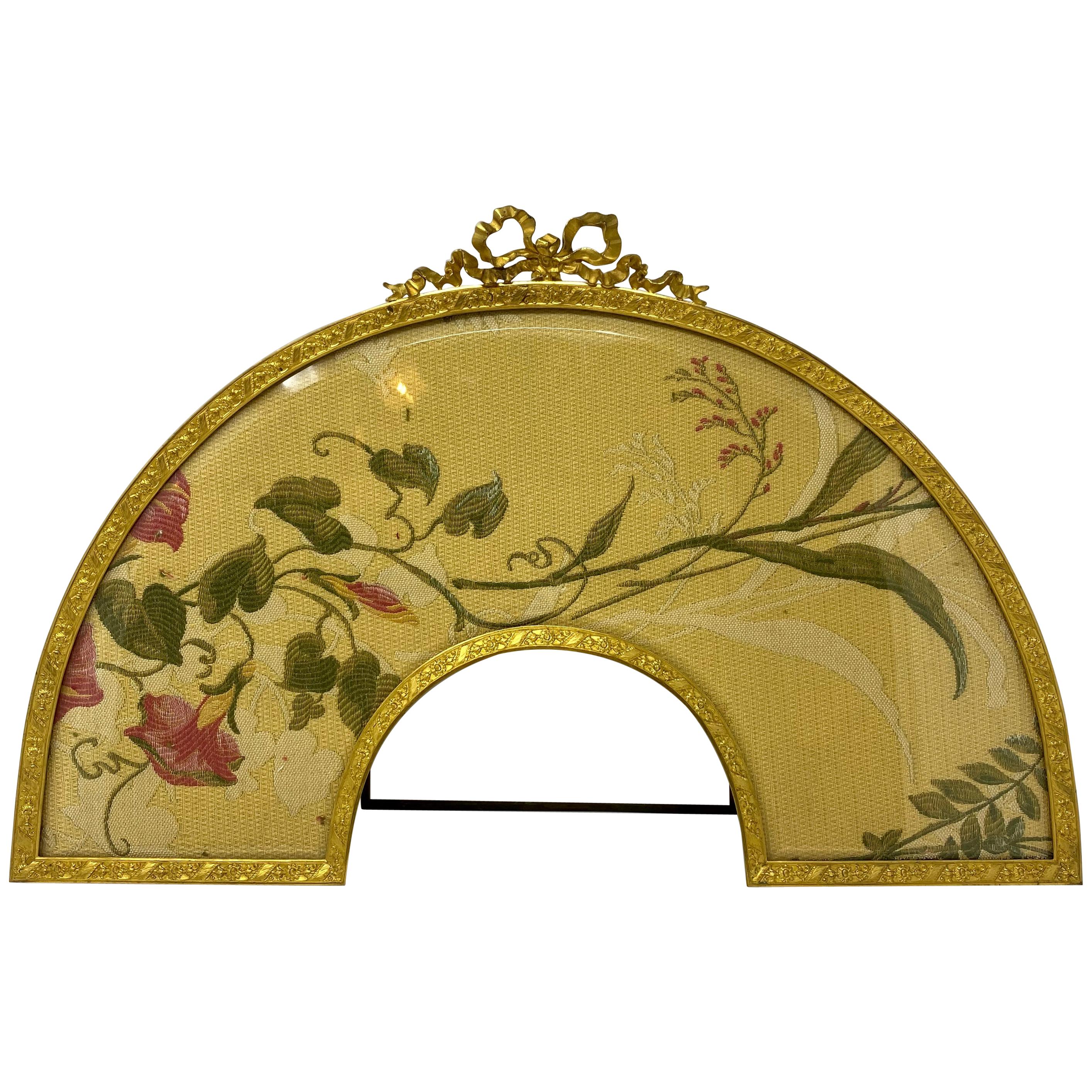 Large Antique French Louis XV Style Flame Gilded Bronze FanShaped