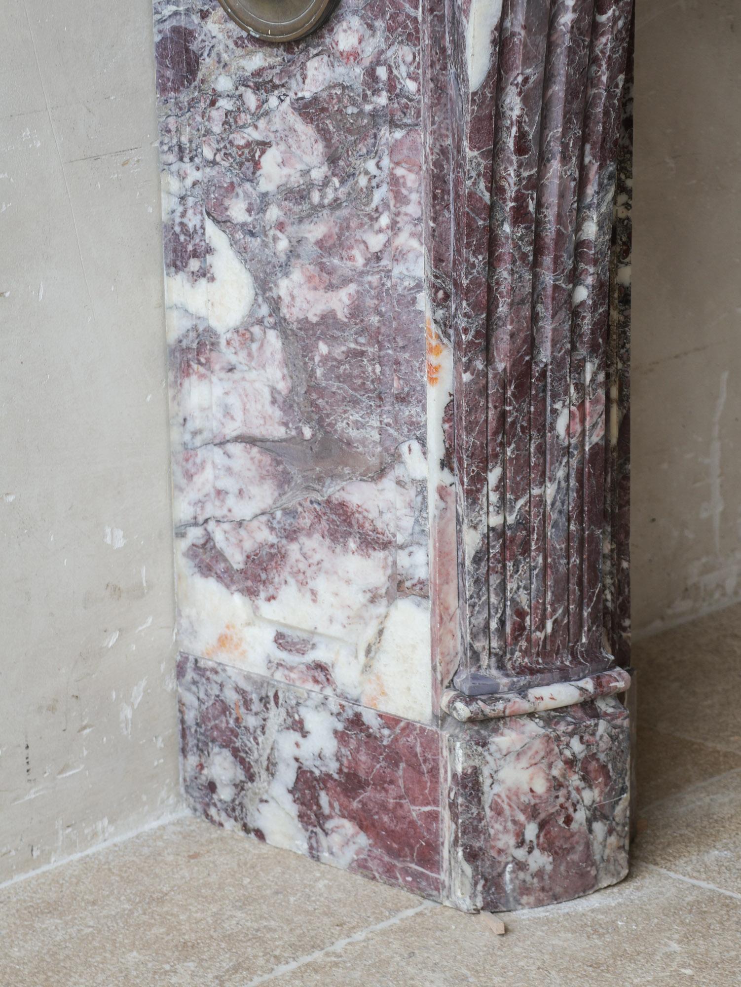 Marble Large Antique French Louis XVI fireplace in Exceptional Fleur de Pêche marble For Sale