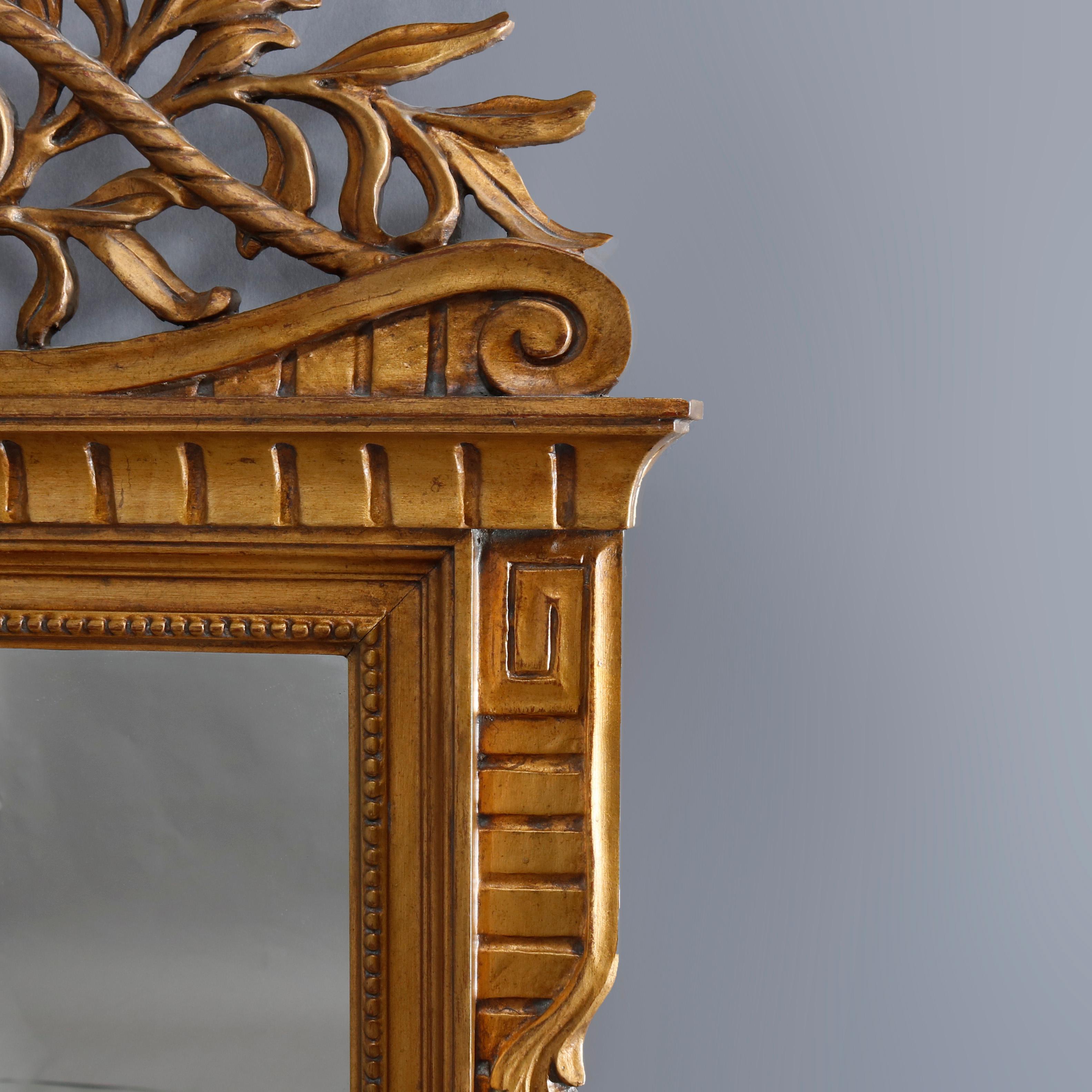 Large Antique French Louis XVI Style Carved Giltwood Wall Mirror, 20th Century 3