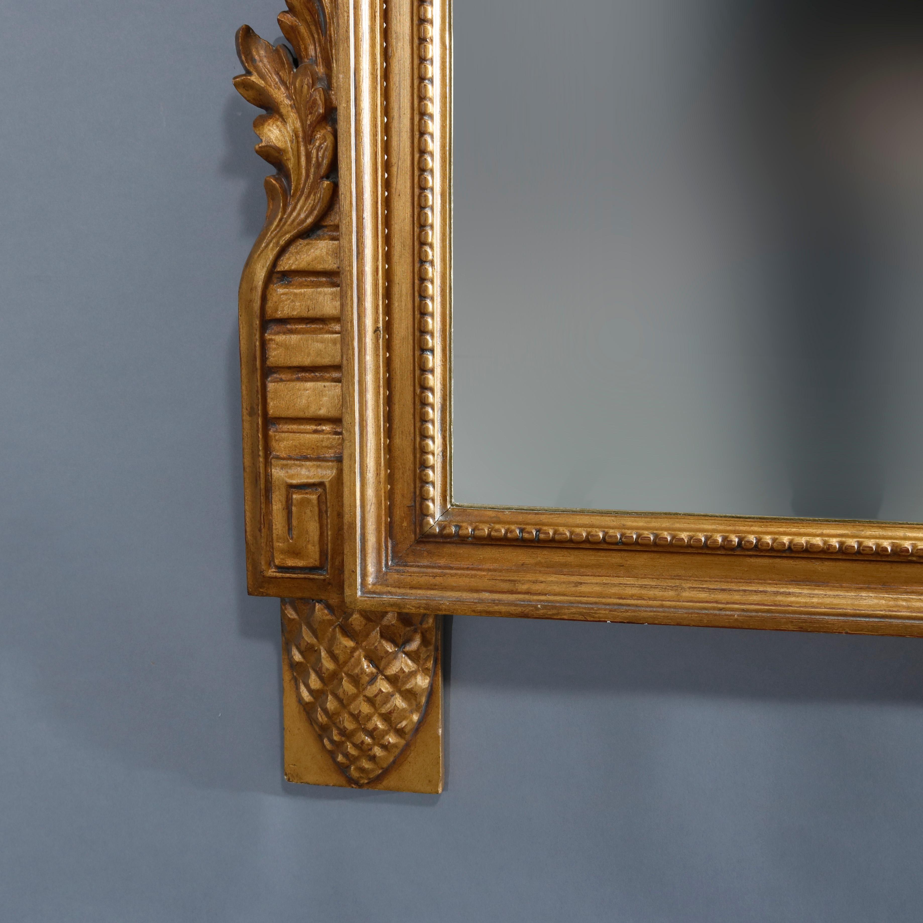 Large Antique French Louis XVI Style Carved Giltwood Wall Mirror, 20th Century 4