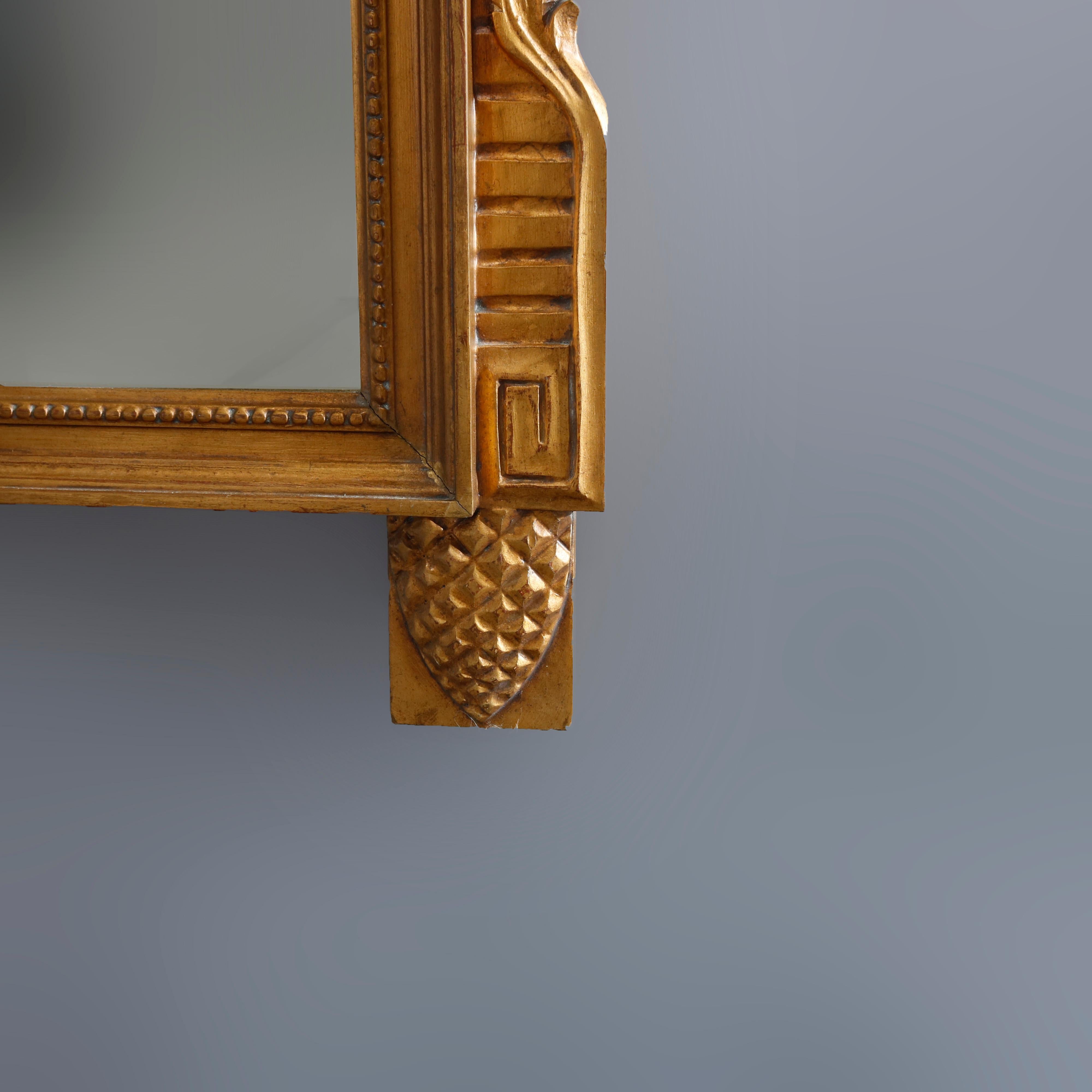 Large Antique French Louis XVI Style Carved Giltwood Wall Mirror, 20th Century 5