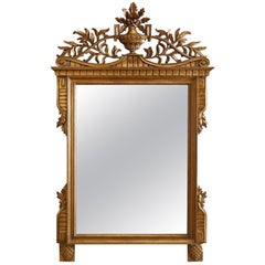 Large Vintage French Louis XVI Style Carved Giltwood Wall Mirror, 20th Century