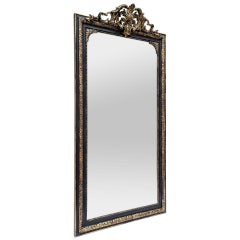 Large Antique French Mirror, Giltwood & Black Colors, circa 1860