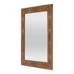 Large Antique French Mirror In Carved Wood, Oriental Style, circa 1920