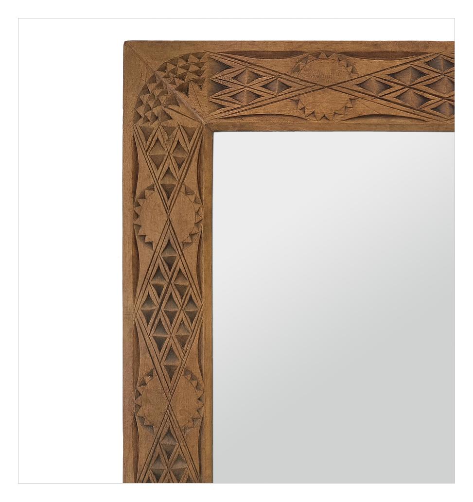 Large Antique French Mirror In Carved Wood, Oriental Style, circa 1920 In Good Condition For Sale In Paris, FR