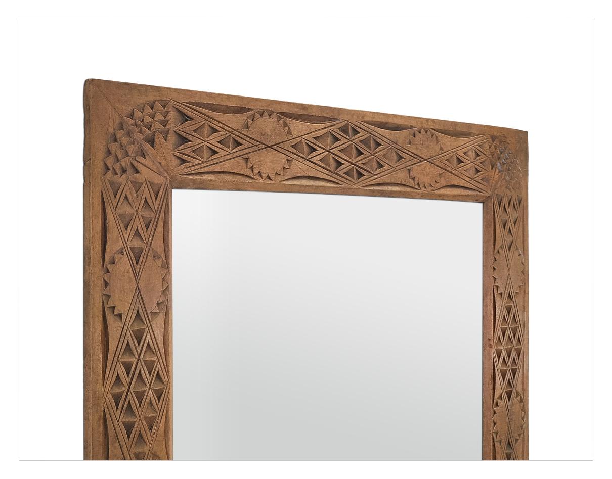Early 20th Century Large Antique French Mirror In Carved Wood, Oriental Style, circa 1920 For Sale