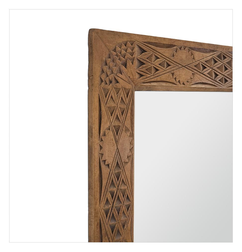 Large Antique French Mirror In Carved Wood, Oriental Style, circa 1920 For Sale 3
