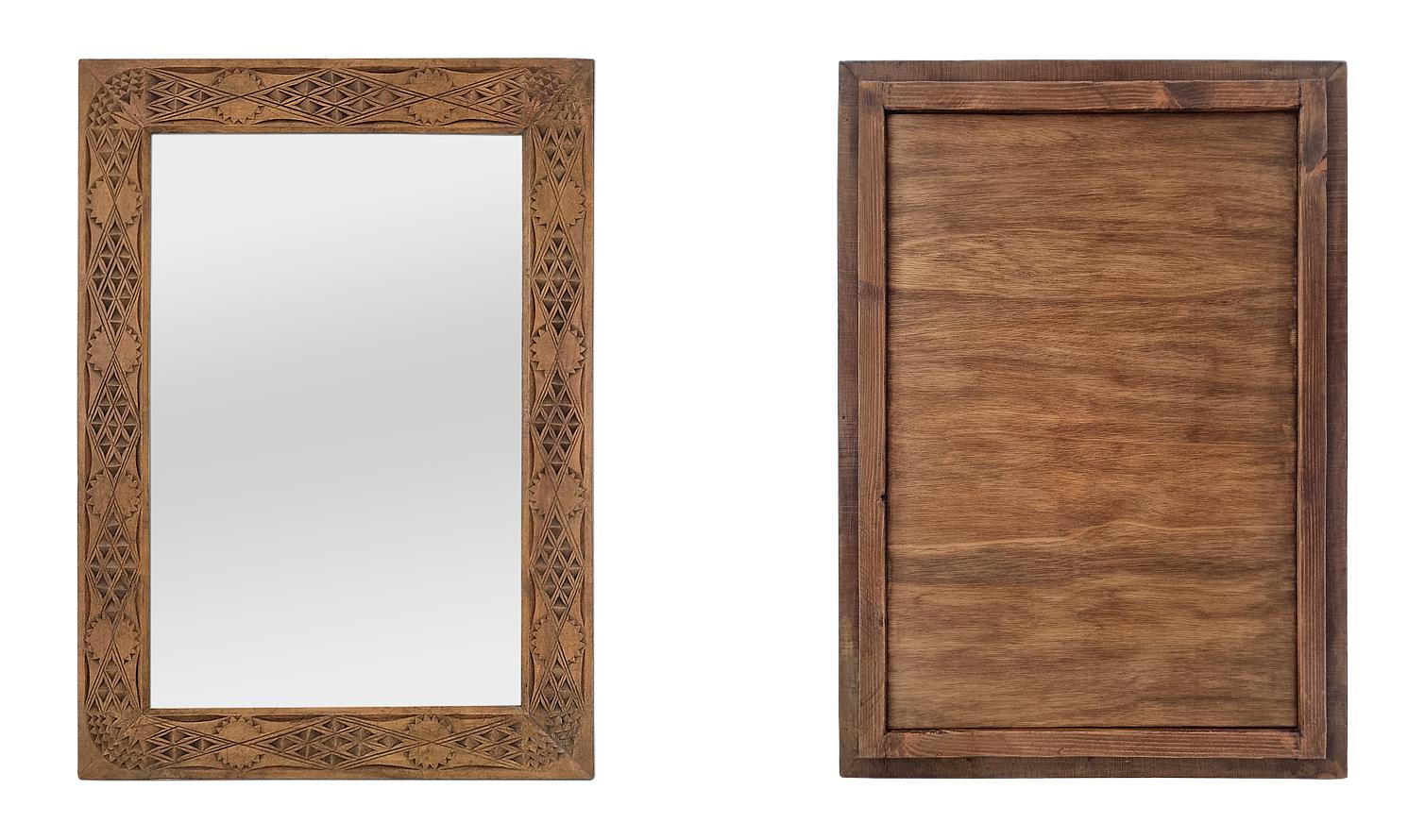 Large Antique French Mirror In Carved Wood, Oriental Style, circa 1920 For Sale 4