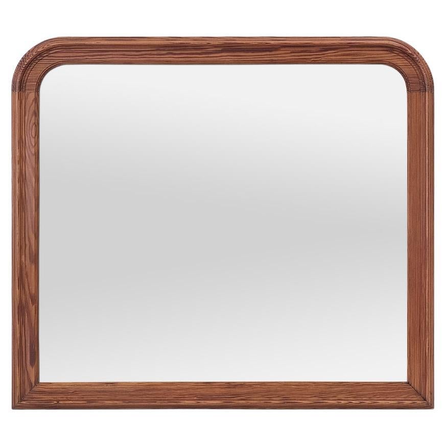 Large Antique French Mirror, Pitchpin Wood, Louis-Philippe Style, circa 1890