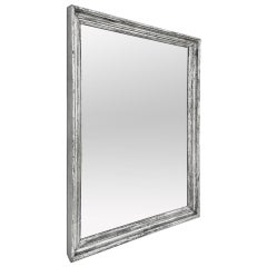 Large Antique French Mirror, Silverwood Patinated, circa 1890