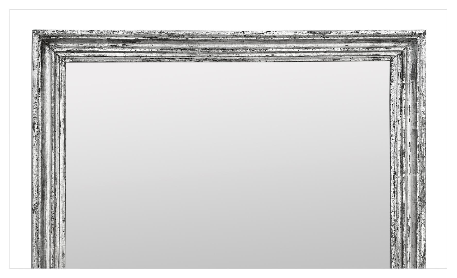 Großer antiker französischer Spiegel, Silberholz patiniert, um 1890 (Industriell) im Angebot