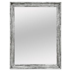 Large Antique French Mirror, Silverwood Patinated, circa 1890