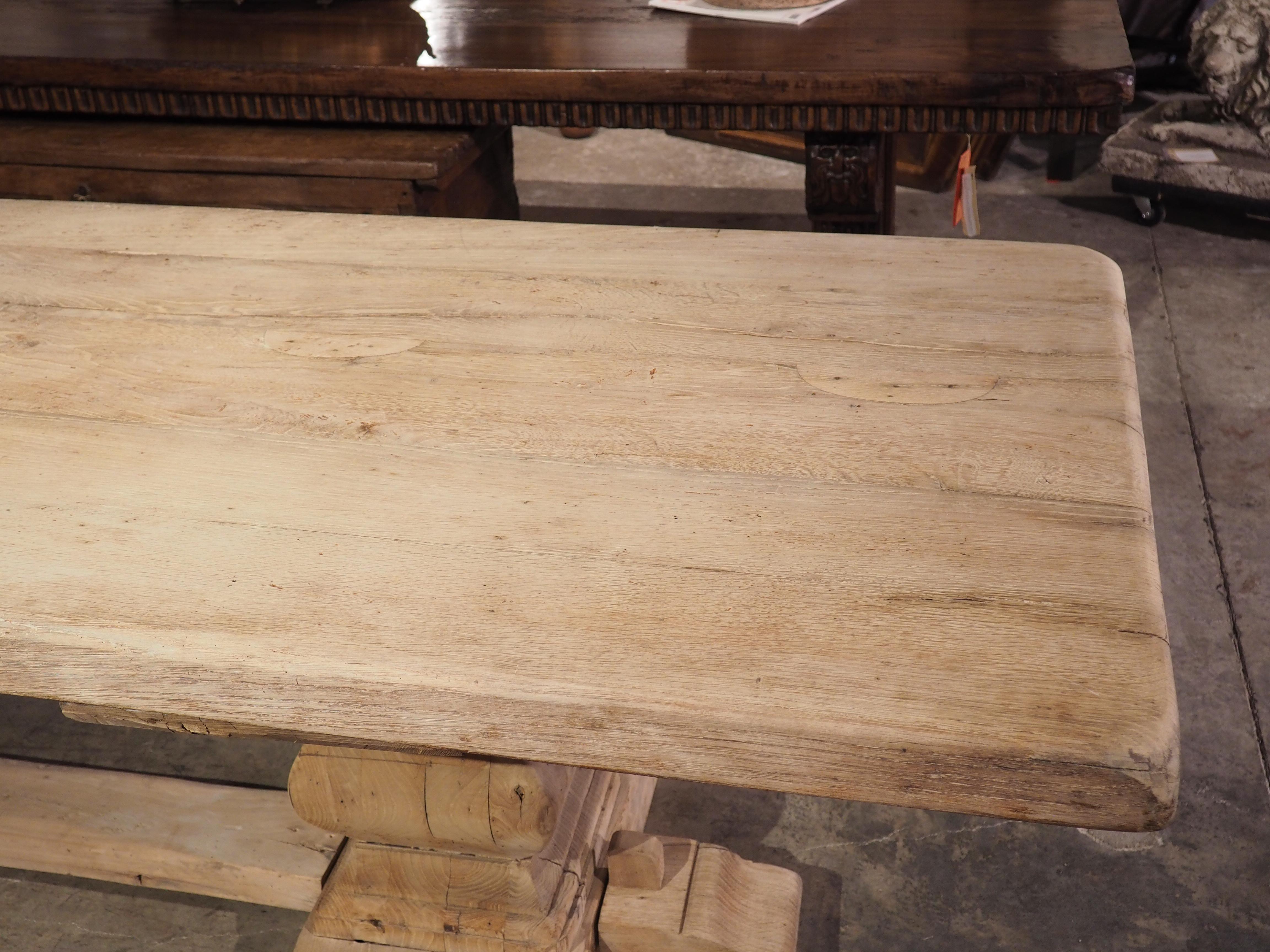 Large Antique French Monastery Table in Bleached Oak, Circa 1890 2