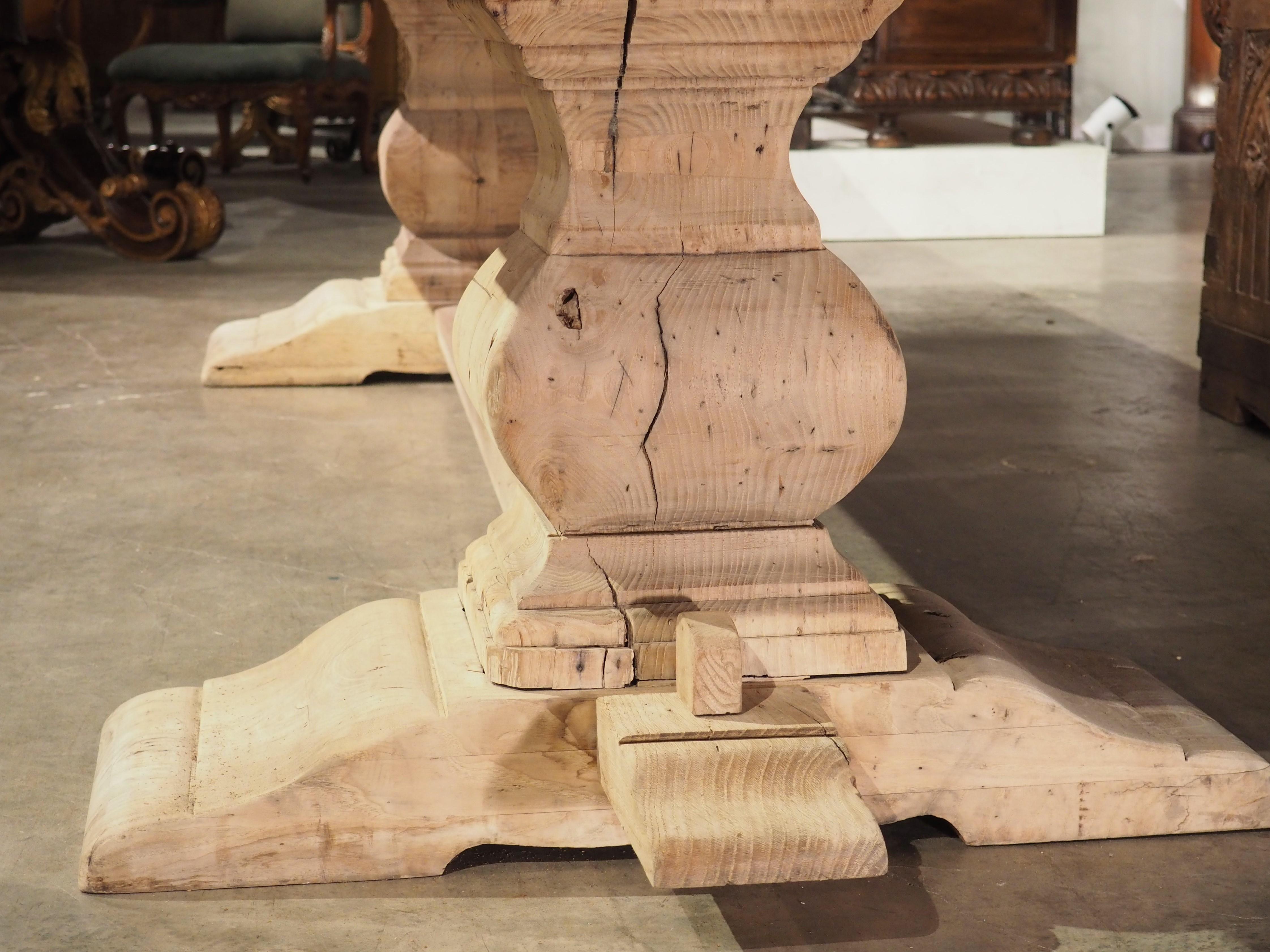 Large Antique French Monastery Table in Bleached Oak, Circa 1890 4