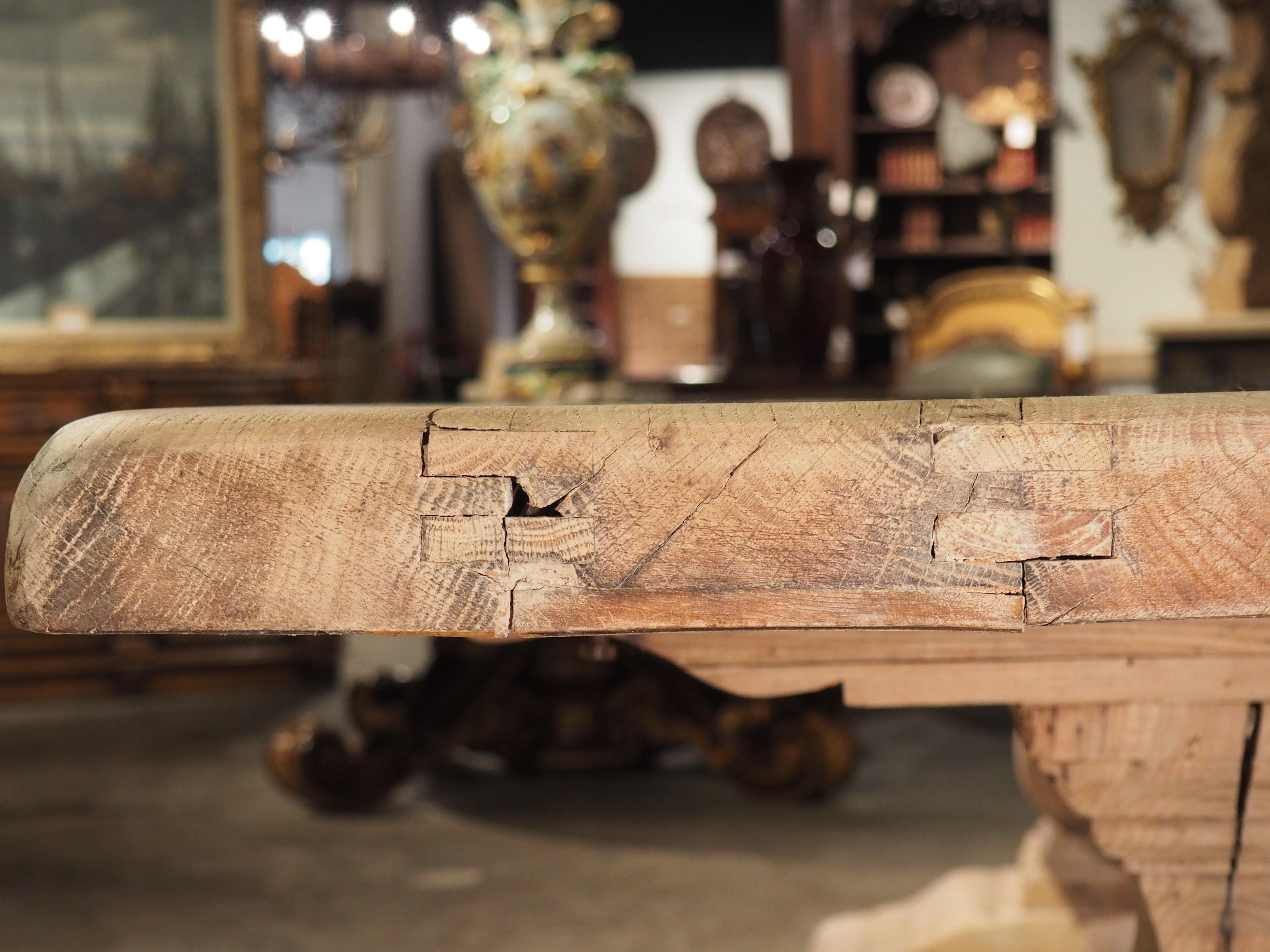 Large Antique French Monastery Table in Bleached Oak, Circa 1890 6