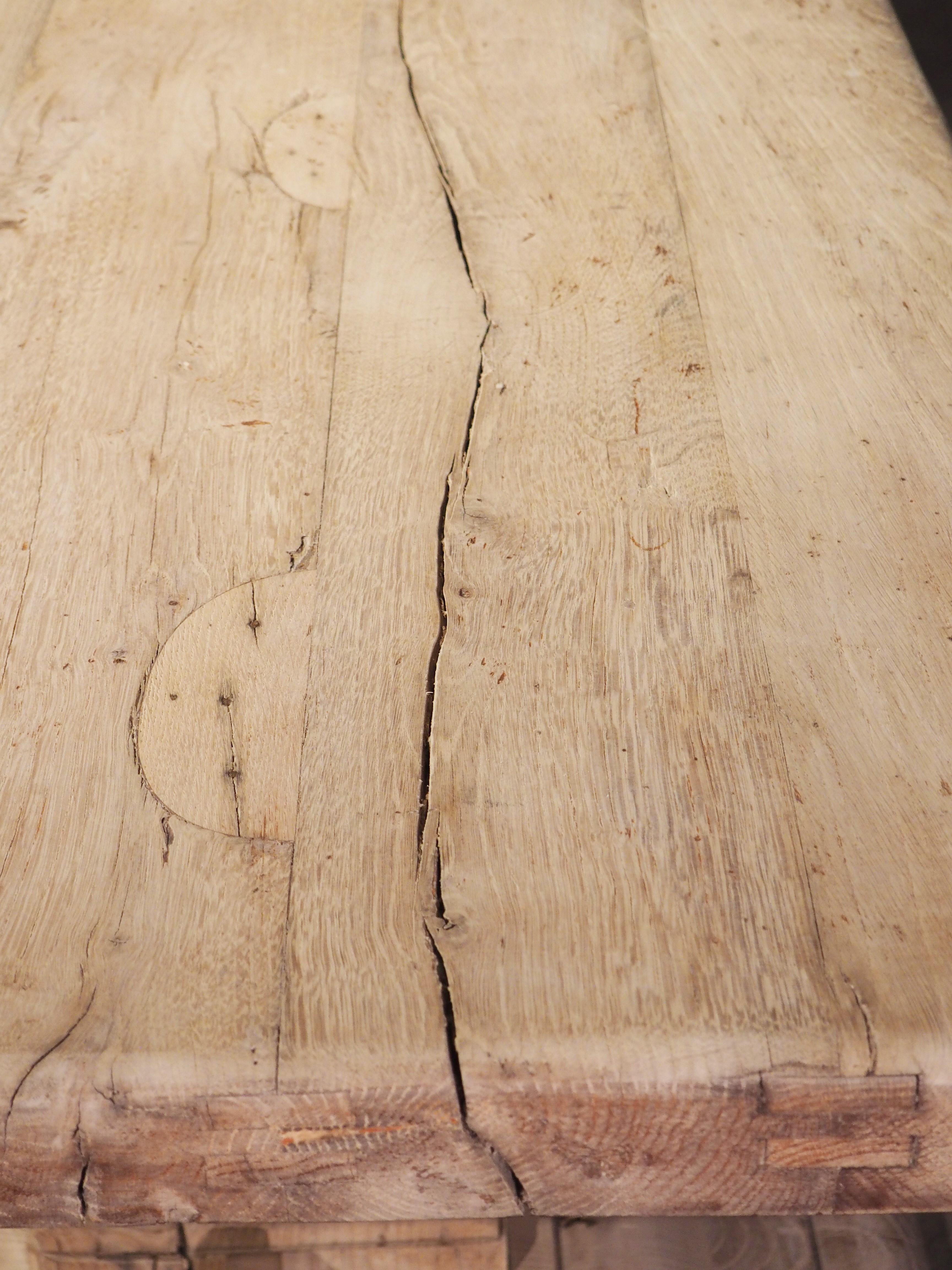 Large Antique French Monastery Table in Bleached Oak, Circa 1890 7