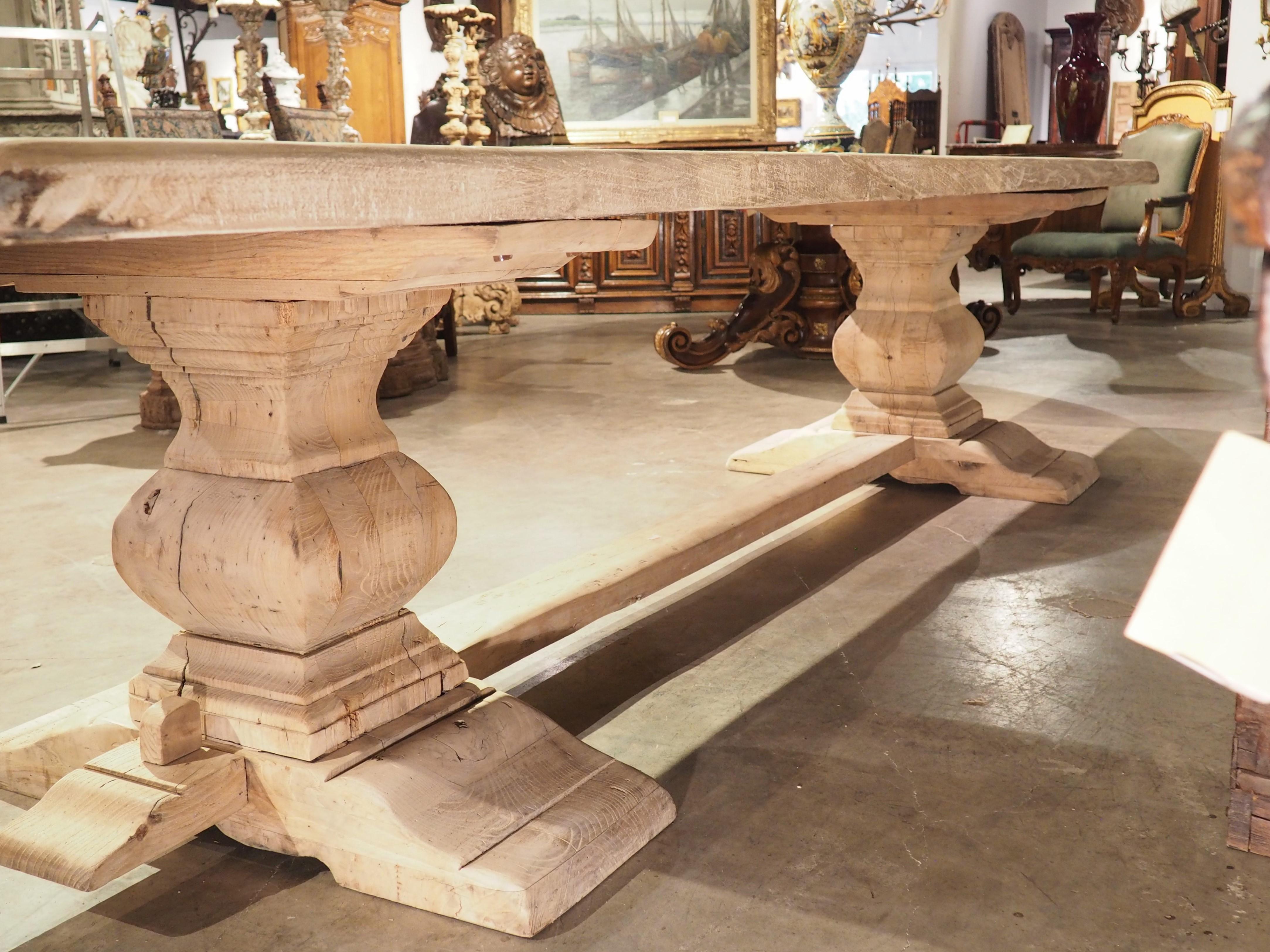Large Antique French Monastery Table in Bleached Oak, Circa 1890 9