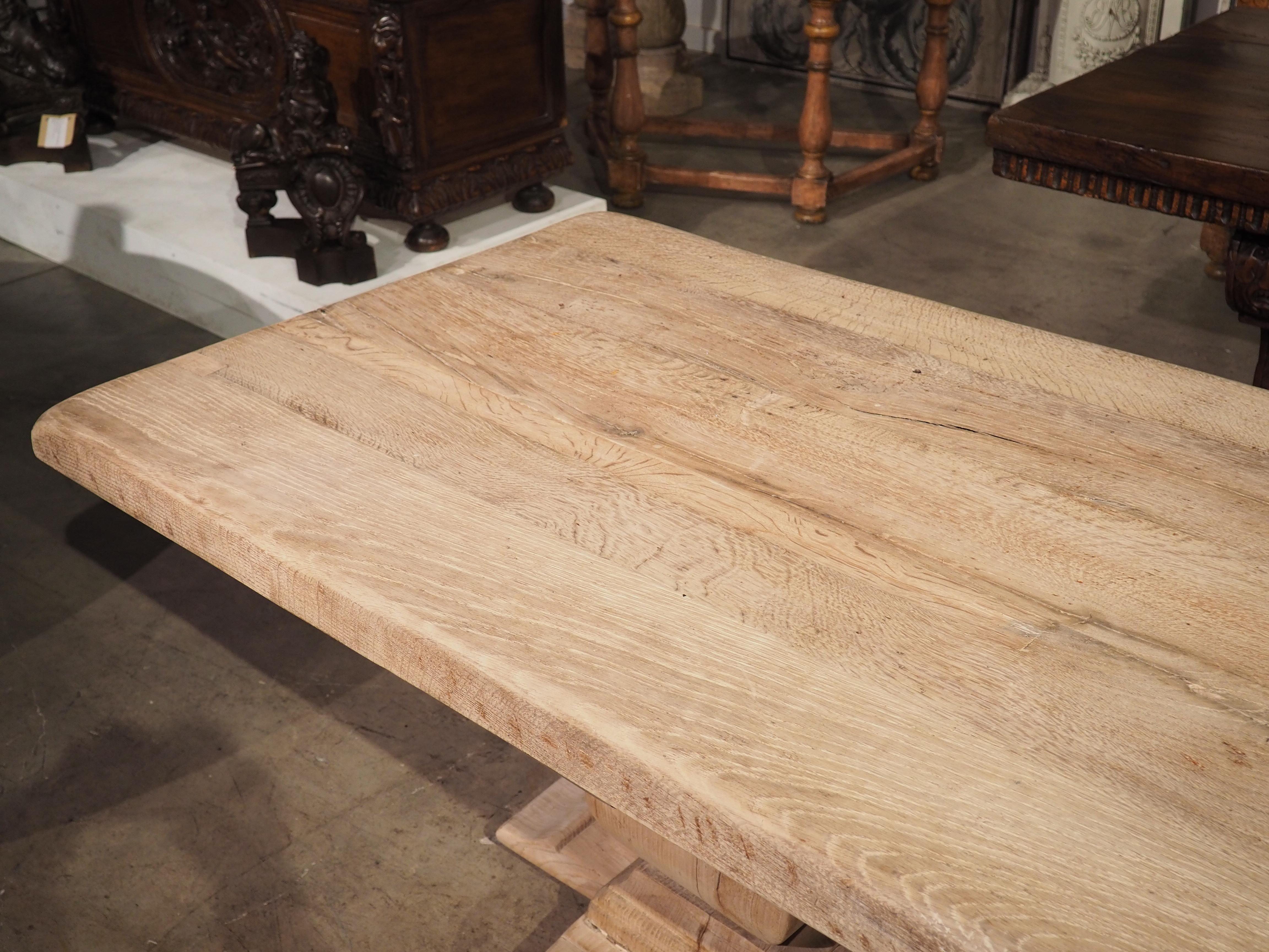 19th Century Large Antique French Monastery Table in Bleached Oak, Circa 1890
