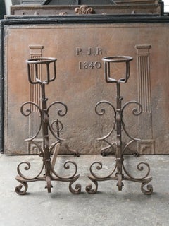Grands andirons ou chenets anciens français Napoléon III, 19e siècle