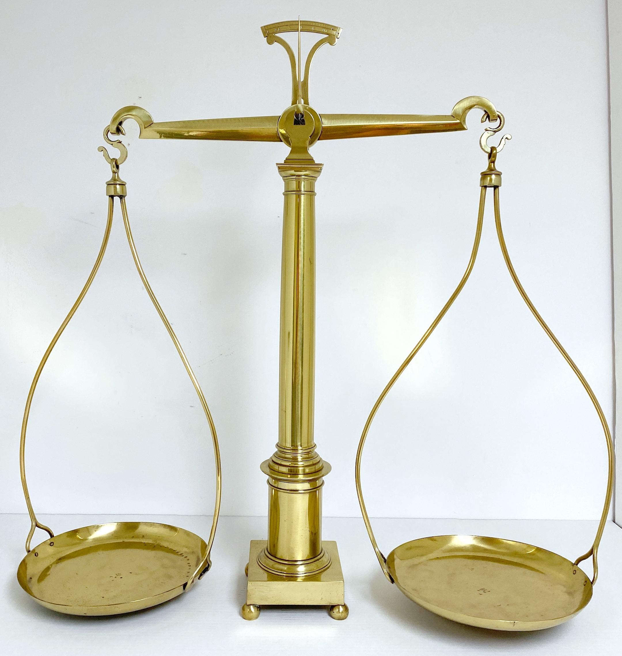 Polished Large Antique French Neoclassical Brass Scale  For Sale