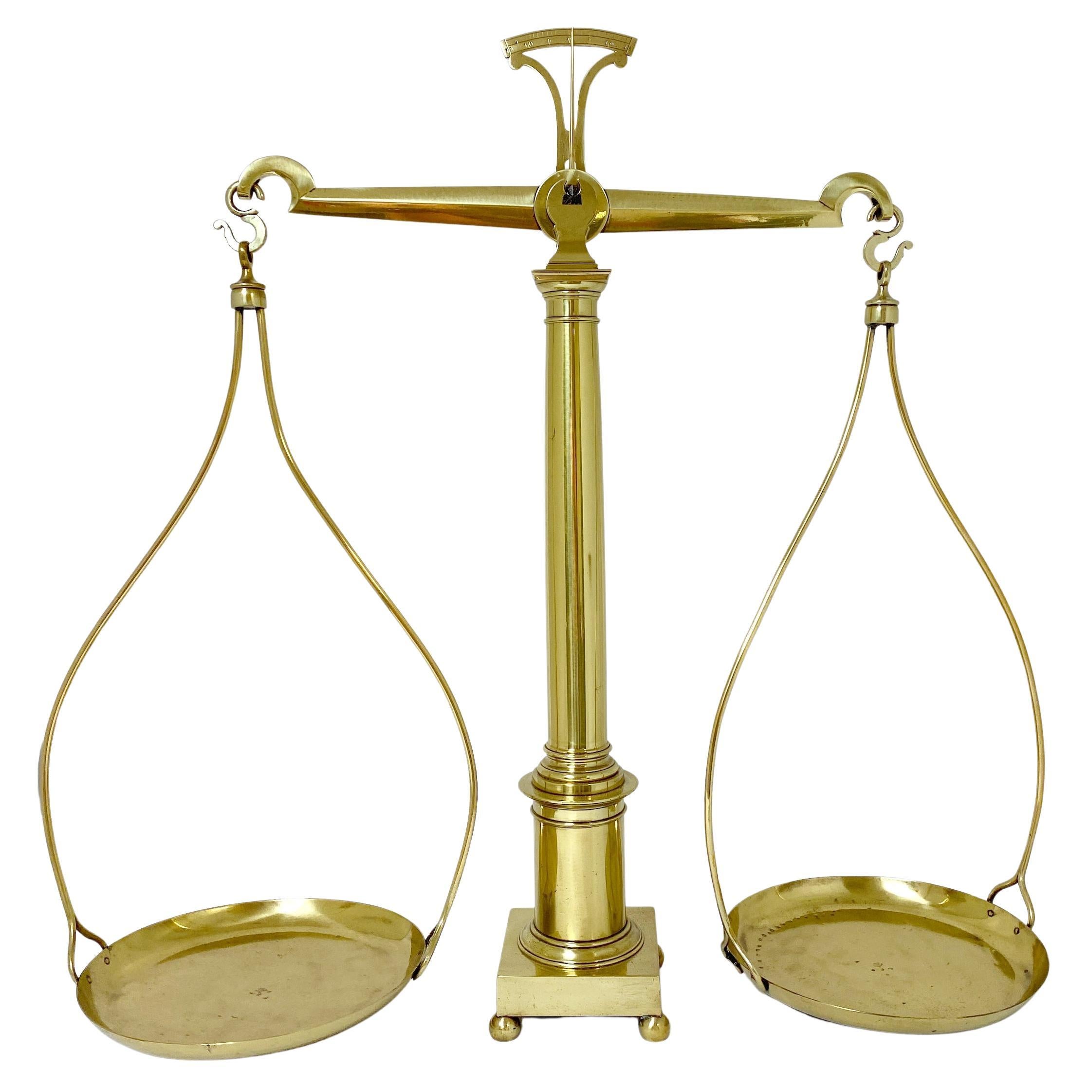 Large Antique French Neoclassical Brass Scale