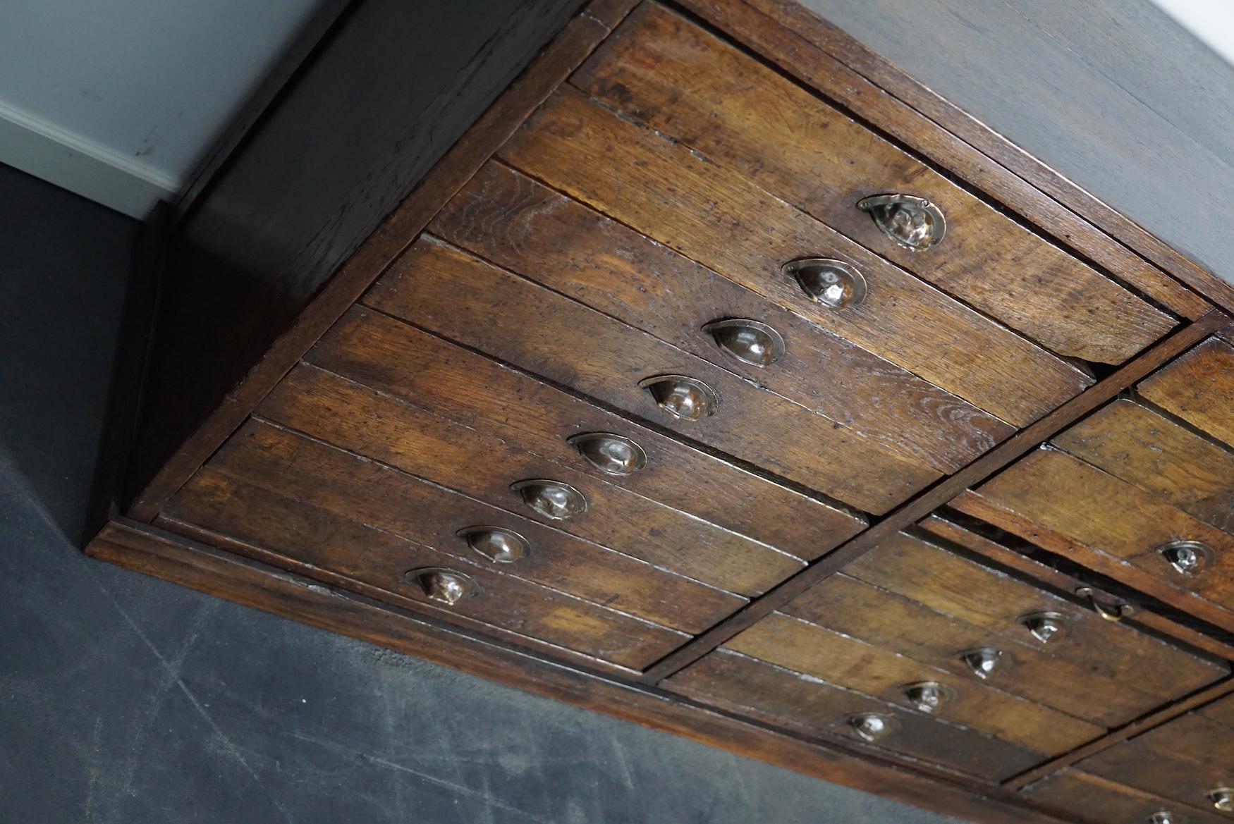 Large Antique French Oak Apothecary Cabinet, Early 20th Century In Good Condition In Nijmegen, NL