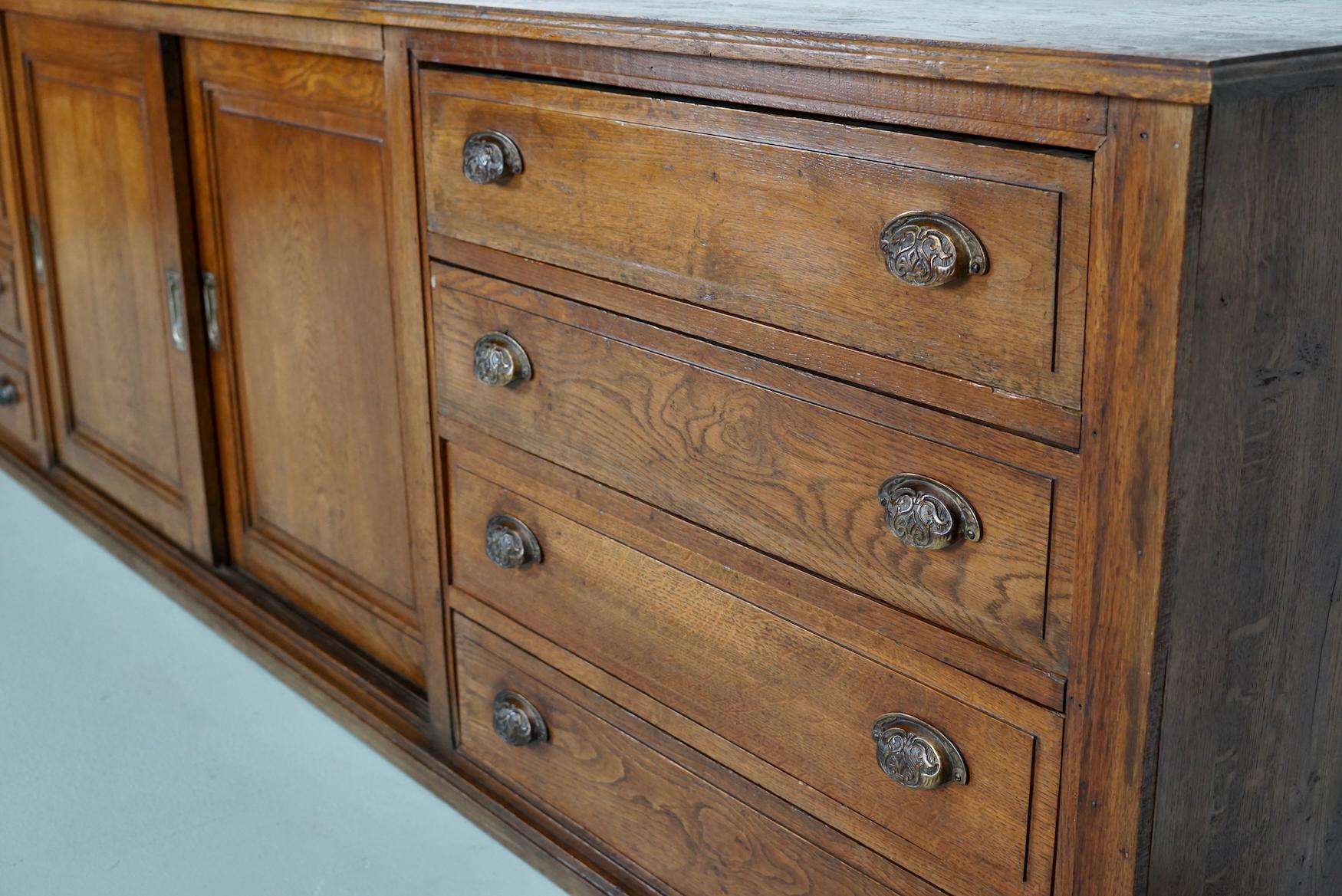 Large Antique French Oak Apothecary Cabinet or Sideboard, Circa 1900 12