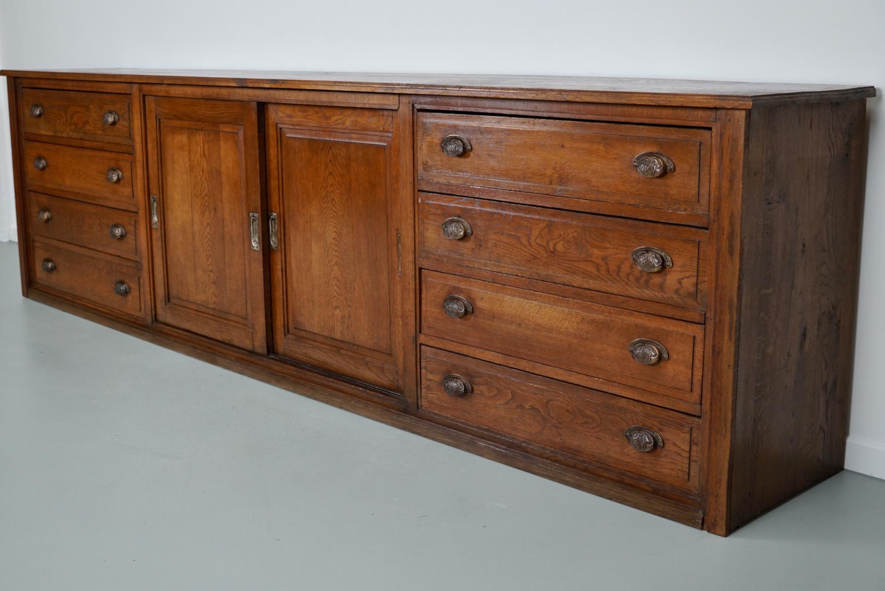 Large Antique French Oak Apothecary Cabinet or Sideboard, Circa 1900 1