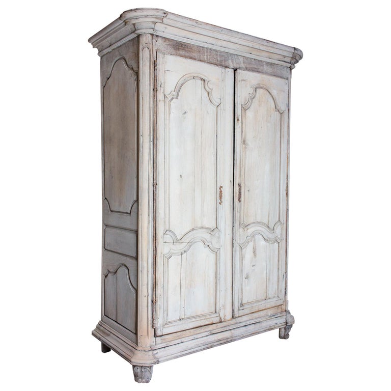 Large Antique French Oak Armoire In Greige Wash For Sale At 1stdibs
